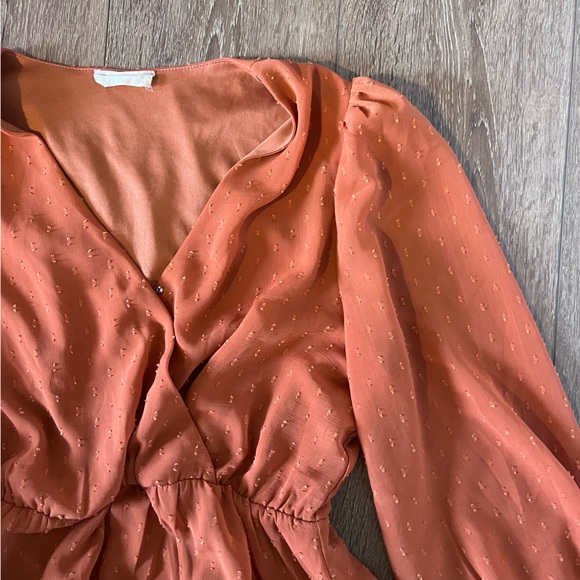 Altar’d State Rust Orange Long Sleeve Dress - Picture 3 of 3